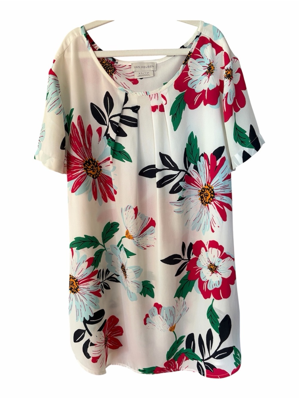 Van Heusen | White Floral Short-Sleeve Blouse